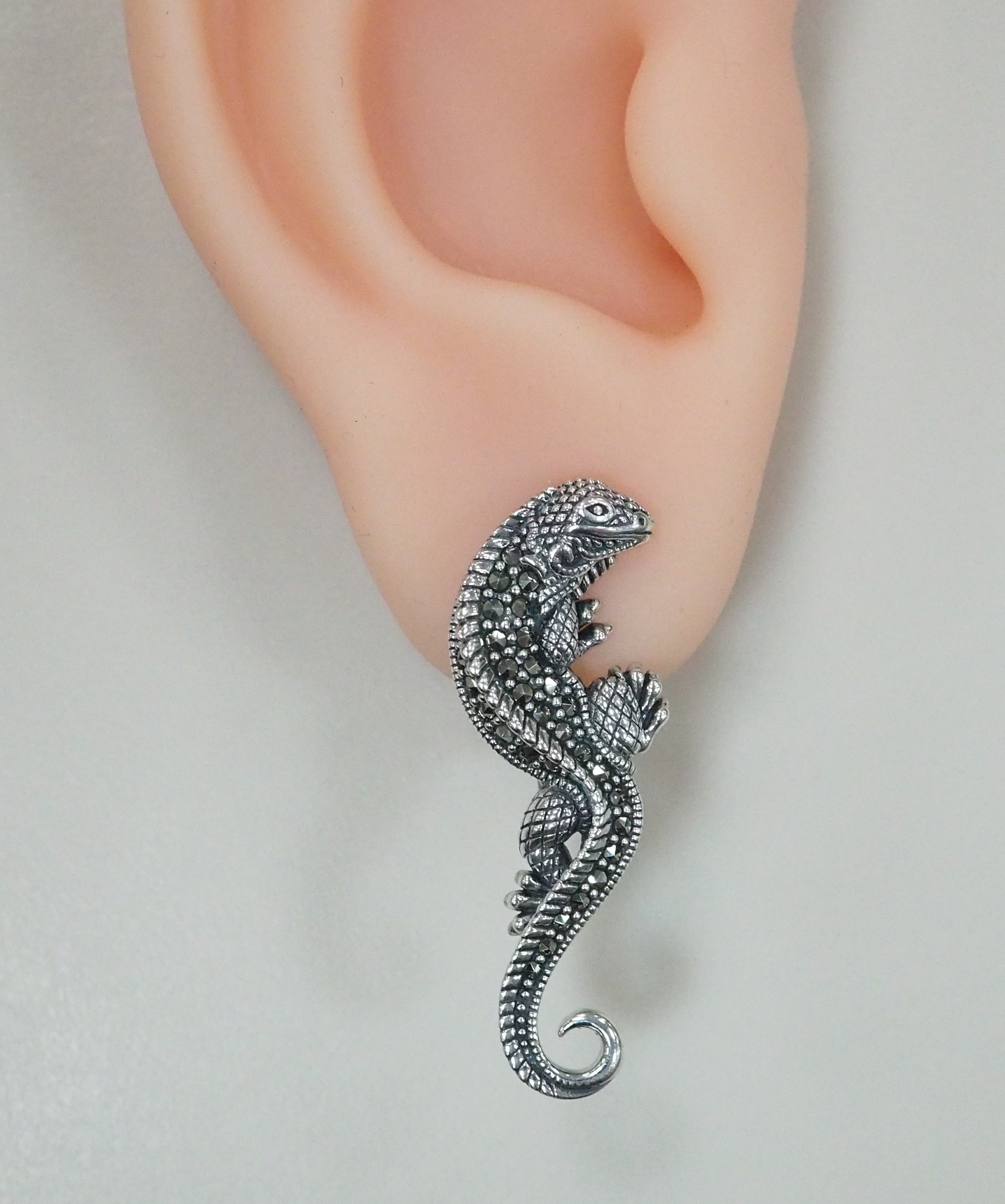 Серебряные серьги с марказитами "Ящерицы"